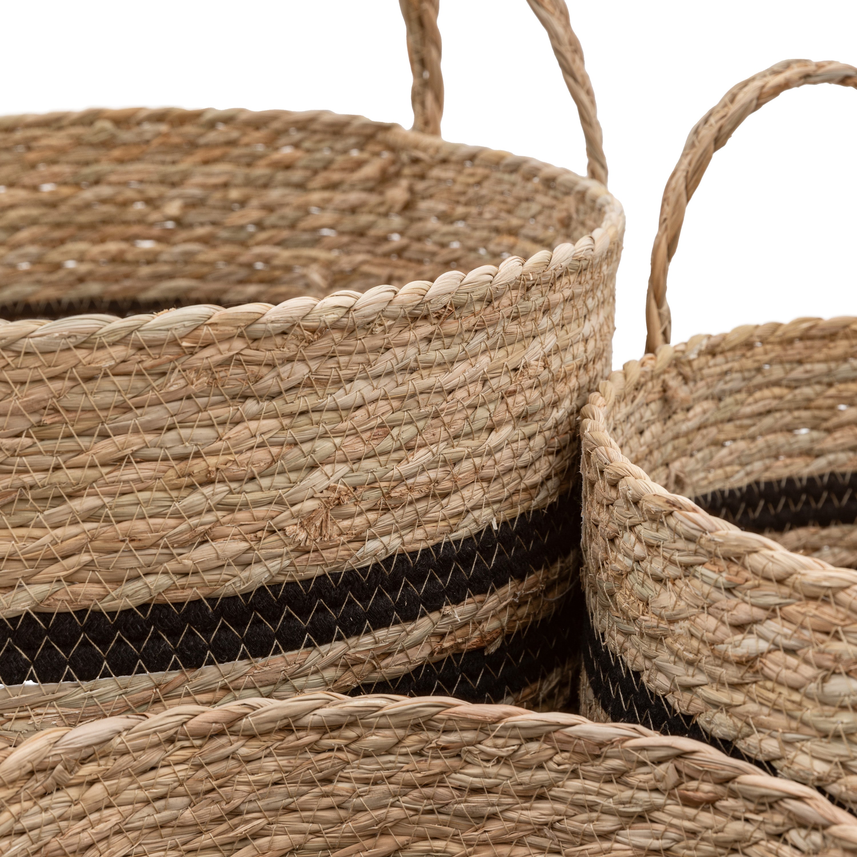 Set of 4 Storage Basket Black Stripe Nest